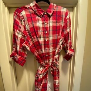 Plaid t-shirt wrap dress
